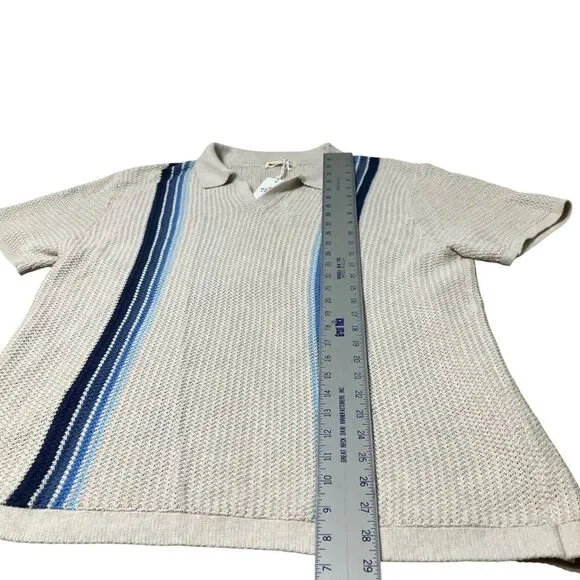 Marine Layer Mens XL Knit Polo Retro 70s Striped Preppy Mod Old Money Conrad